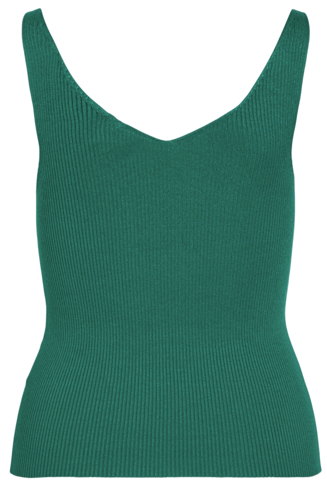 VIWENNIE V-NECK RIB KNIT S/L TOP - 14104135 Cadmium Green